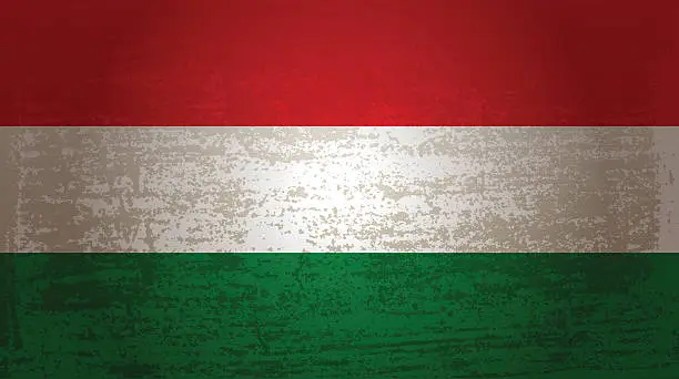 Vector illustration of Grunge flag of Hungary