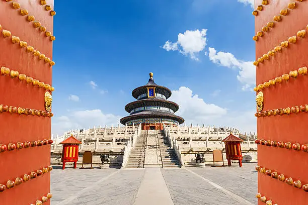 Ancient sacrificial temple Building scenery,Temple of Heaven in Beijing,China,Ming and Qing dynasties emperor worship heaven, pray for bumper grain harvest of the place