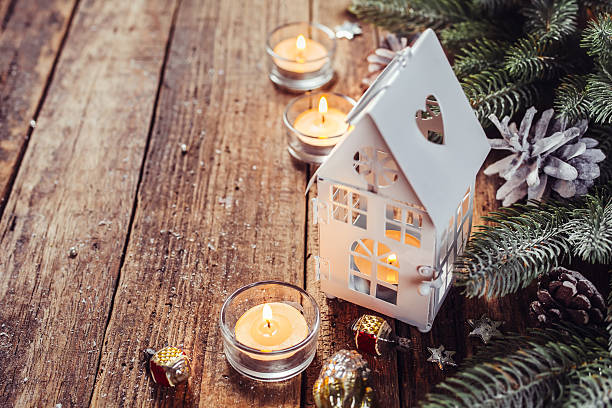 istock Christmas holidays background with candles. 607258540