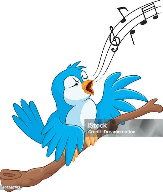 Ilustración de Pájaro De Dibujos Animados Cantar En La Rama y más Vectores  Libres de Derechos de Bluebird - Bluebird, Cantar, Ala de animal - iStock