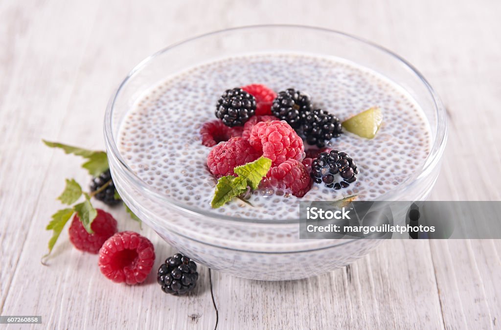 chia pudding with berry fruit Christmas Pudding Stock Photo