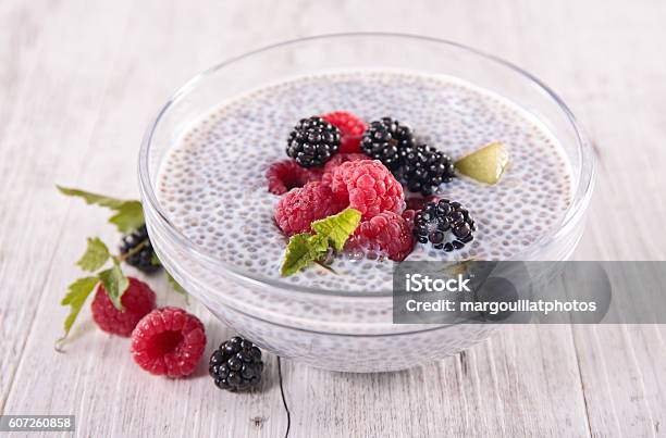 Chia Pudding With Berry Fruit Stock Photo - Download Image Now - Christmas Pudding, Chia seed, Berry Fruit