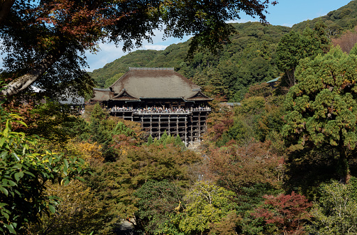 Kyoto, Japan - Nov 6, 2015: Kiyomizu-dera is an independent Buddhist temple in eastern Kyoto. The temple is part of the Historic Monuments of Ancient Kyoto ( UNESCO World Heritage site.)
