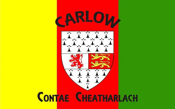 Flag of County Carlow is a county in Ireland. It is part of the South-East Region and is also located in the province of Leinster