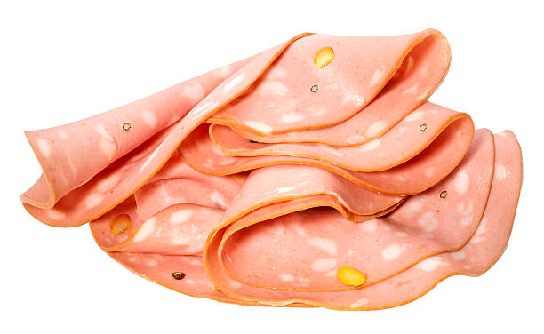 Mortadella slices Mortadella slices,isolated on white with clipping path. baloney photos stock pictures, royalty-free photos & images