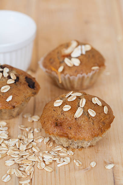 istock Banana cup cake with oat flakes 607267430