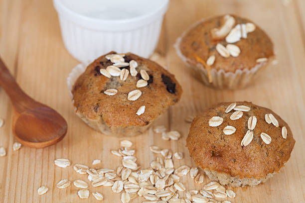 istock Banana cup cake with oat flakes 607267530