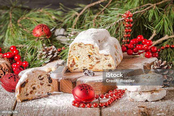 Stollentraditional German Christmas Cake Stock Photo - Download Image Now - Baked, Bakery, Cake