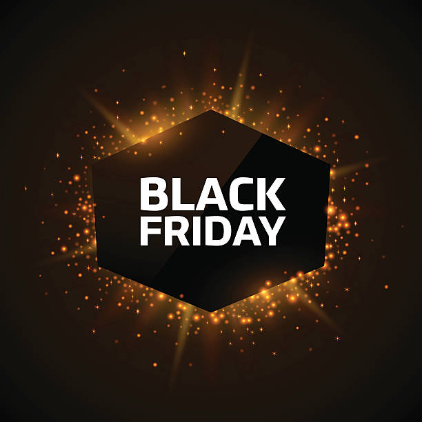 Black Friday advertisement template. Gold dust on dark background vector art illustration