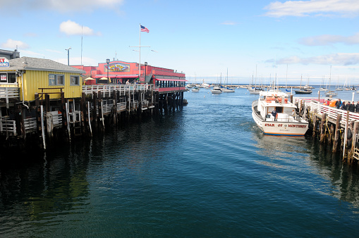 Monterey, California - April 22, 2016: Boat Docking Near Fisherman's Wharf