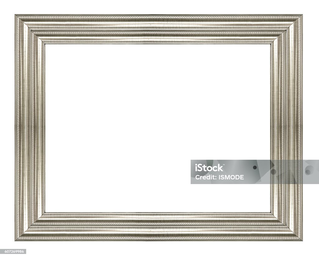 Silver vintage picture frame isolated on white background. Picture Frame Stock Photo
