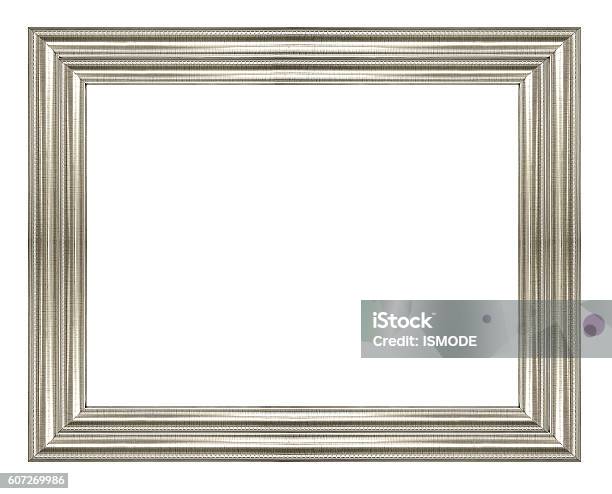 Silver Vintage Picture Frame Isolated On White Background Stock Photo - Download Image Now
