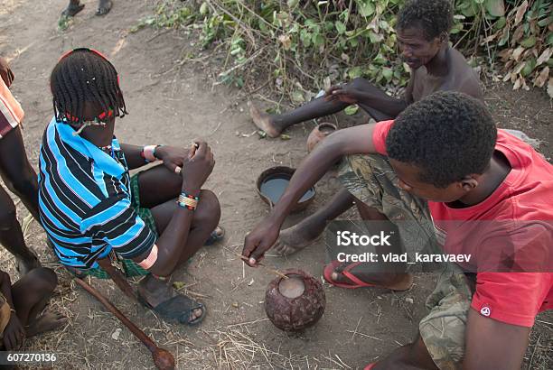 Hamer Men Drink Traditional Beer Near Dimeka Omo Valley Ethiopia Stock Photo - Download Image Now