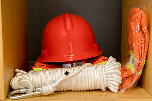 helmet clothes and rope of fireman