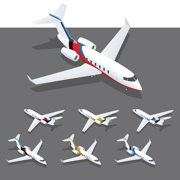 ilustrações de stock, clip art, desenhos animados e ícones de isometric private jet - corporate jet