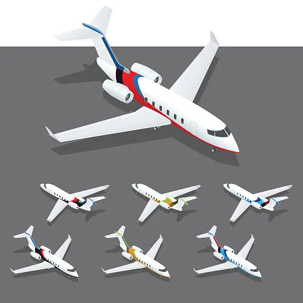 Vector illustration of Isometric private jet