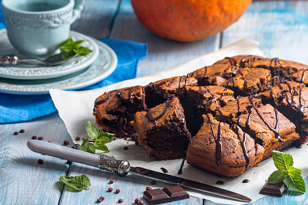 istock Pumpkin and chocolate swirl brownies 607272150