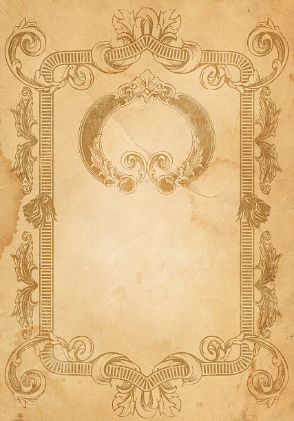 istock Old paper background with vintage frame. 607272860