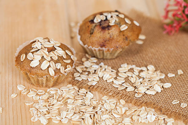 istock Banana cup cake with oat flakes 607273632
