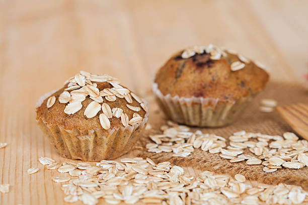 istock Banana cup cake with oat flakes 607273722
