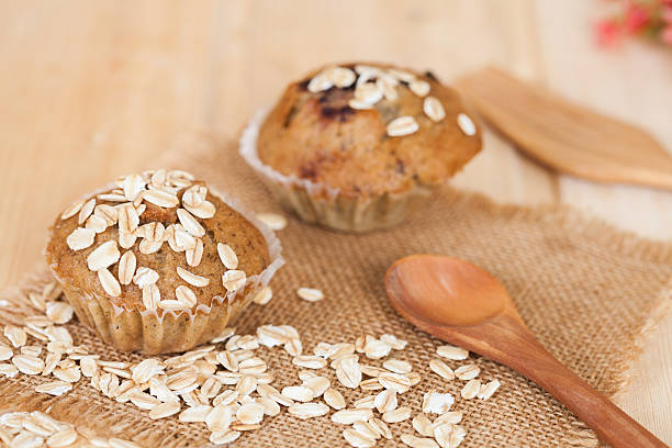 istock Banana cup cake with oat flakes 607274850