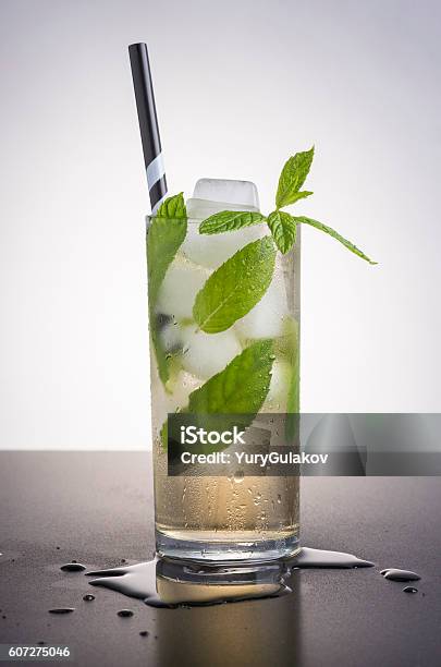 Refreshing Cocktail With Ice Mint Leaves Stock Photo - Download Image Now - Mint Julep, Cocktail, Drink