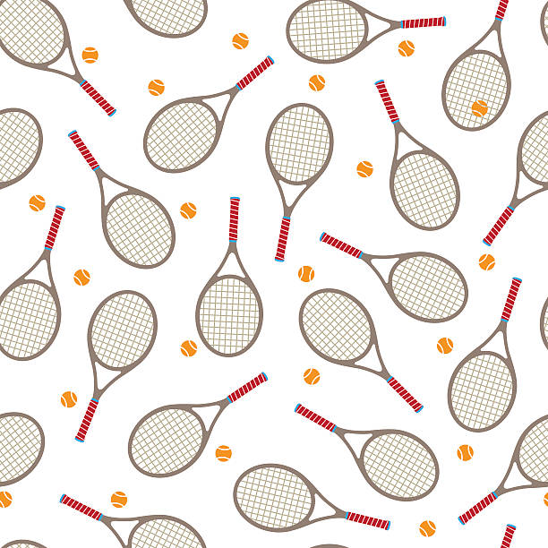 теннис ракета бесшовные шаблон белый - backgrounds nightclub disco ball disco stock illustrations