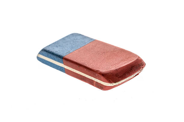 istock Used Blue and Red Rubber Pen Eraser isolated on white 607279132