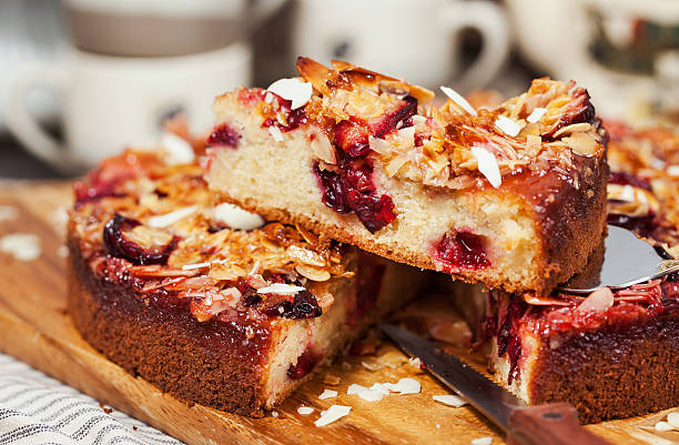 istock Delicious homemade crumble plum cake 607282446
