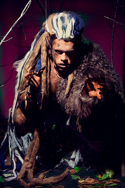 istock Strong werewolf, demon among the trees. 607284868