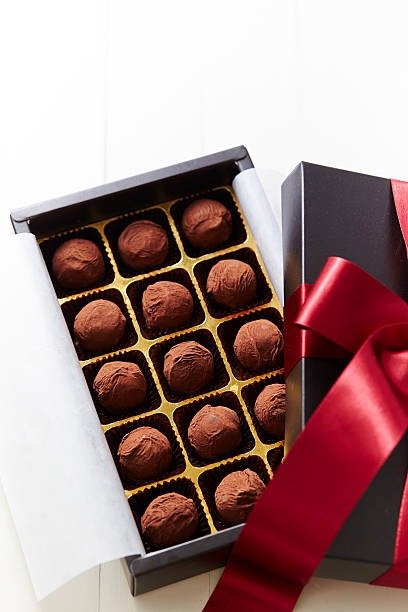 istock Box of truffle chocolate 607284948