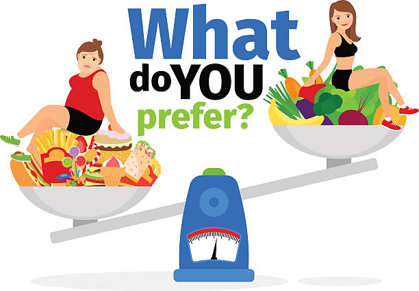 ilustrações de stock, clip art, desenhos animados e ícones de unhealthy food and healthy vegan eating - white background cut out food choice
