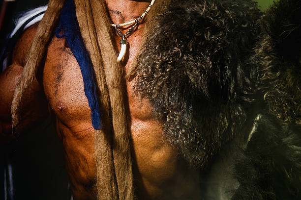 istock Close up torso of a strong man 607290424
