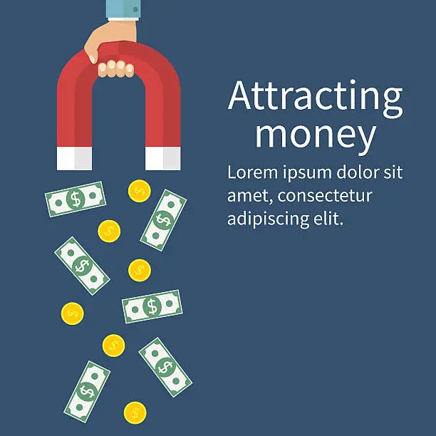 Vector illustration of Attracting money concept