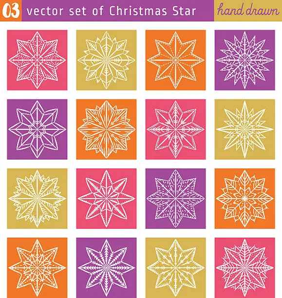 Vector illustration of Set with christmas star over color backgrounds, vector