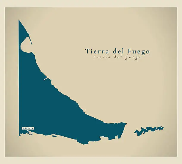 Vector illustration of Modern Map - Tierra del Fuego AR