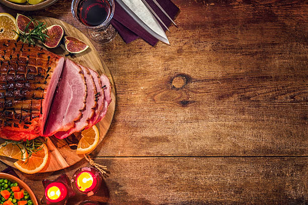 Glazed Holiday Ham with Cloves Background
