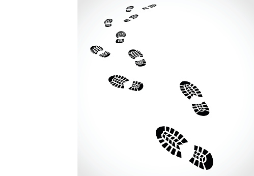 Trail of a sport shoes prints  - vector illustration isolated on white background