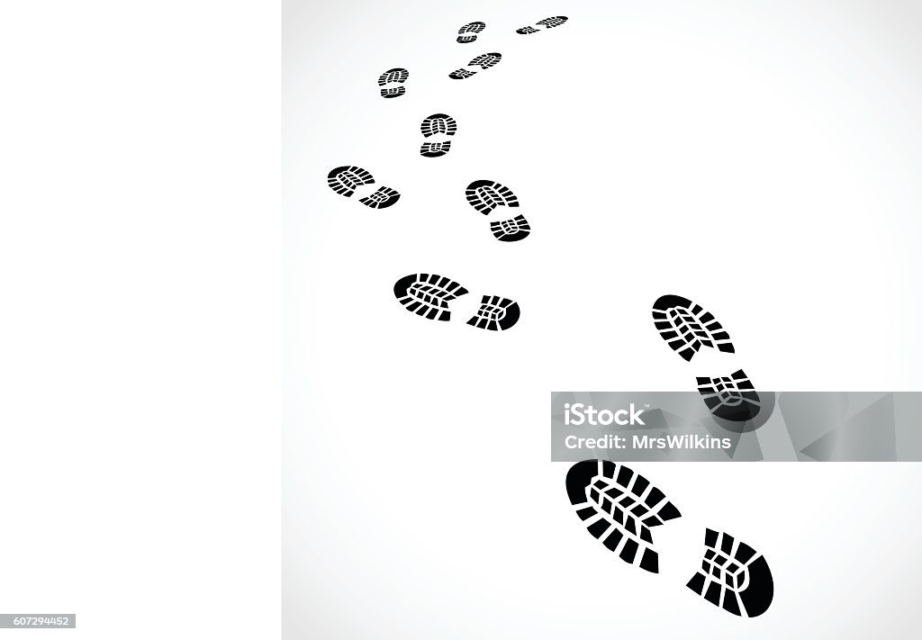 Trail of a sport shoes prints vector illustration Trail of a sport shoes prints  - vector illustration isolated on white background Footprint stock vector