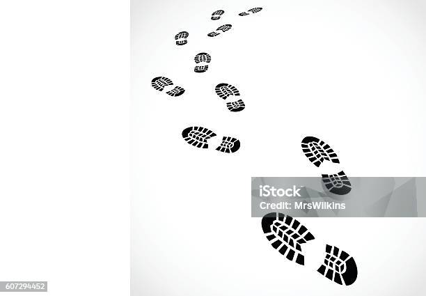 Trail Of A Sport Shoes Prints Vector Illustration Stock Illustration - Download Image Now - Footprint, Track - Imprint, Stepping