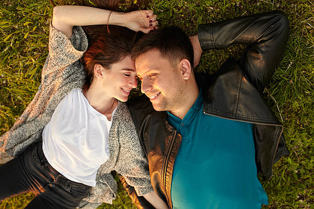 istock perfect young couple fine portrait from above. 607294854