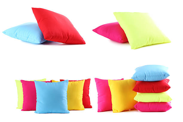 istock Colorful pillows isolated on a white 607295050