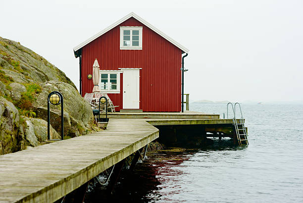 Beautiful boathouse on the coast Sweden.