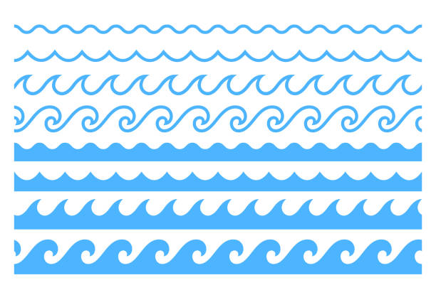 blaue linie ozean welle ornament muster - water wave wave pattern symbol stock-grafiken, -clipart, -cartoons und -symbole