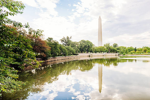 istock Washington Monument Pond Reflection in Summer DC Landmark History USA 607296312