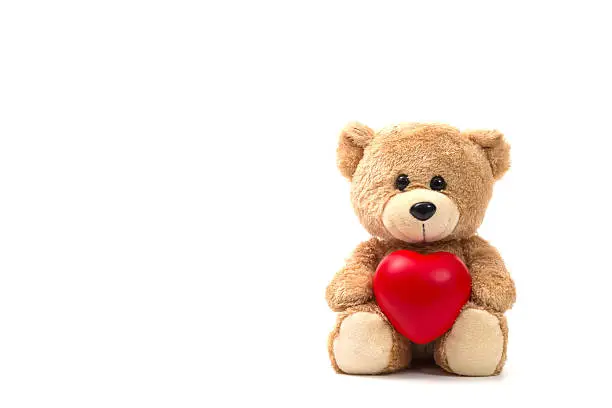 Teddy Bear: Health insurance or love concept on white background