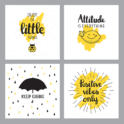 Editable set of vector illustrated quotes on layers.