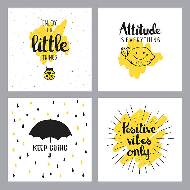 Cheerful quotes Editable set of vector illustrated quotes on layers. sayings stock illustrations