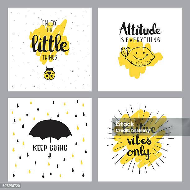 Cheerful Quotes Stock Illustration - Download Image Now - Positive Emotion, Sayings, Quotation - Text