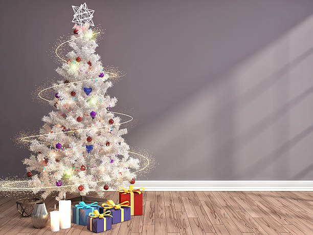 istock Christmas tree with decorations in the living room. 3d illustrat 607299424